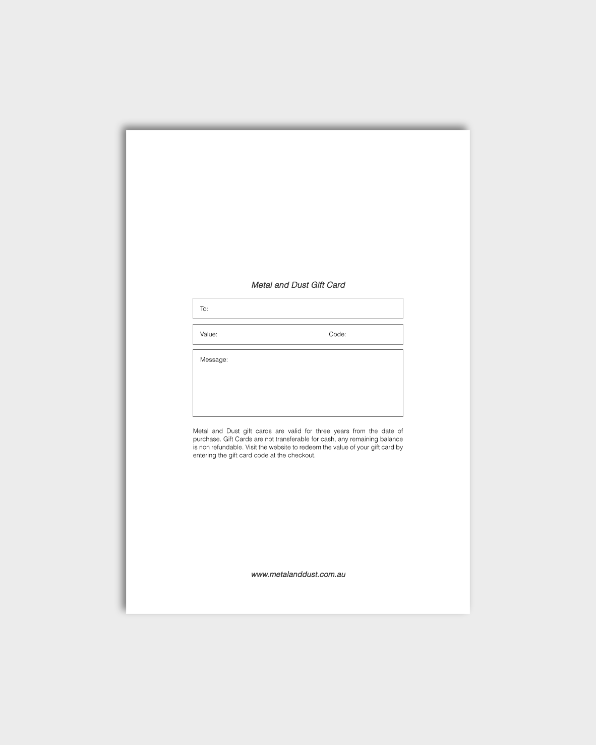 Gift Card (Physical)